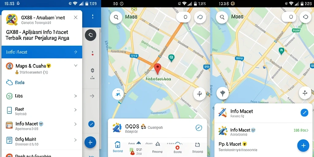 Tampilan antarmuka aplikasi GX88 untuk informasi kemacetan dan cuaca.