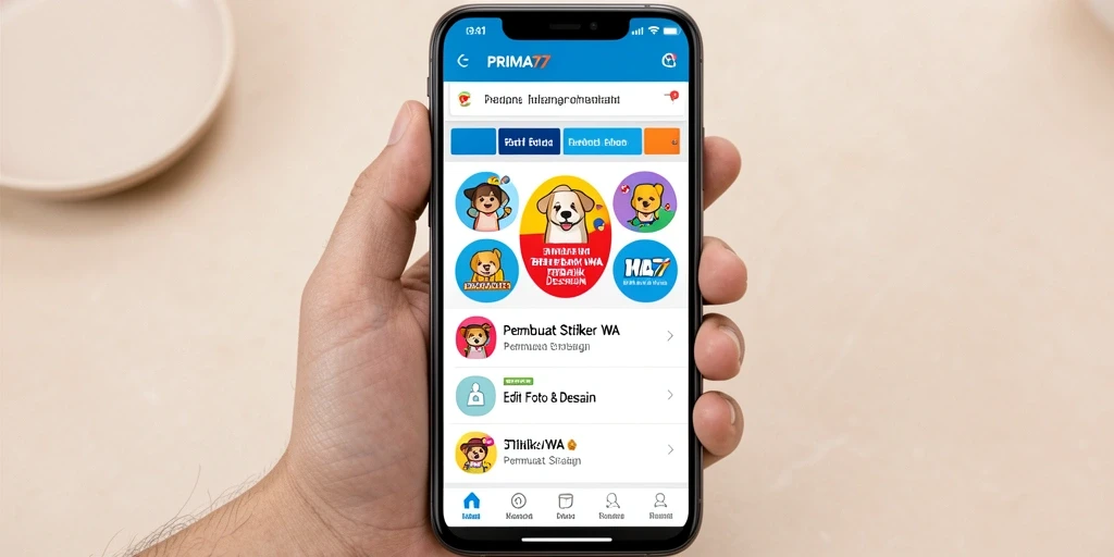 Antarmuka sederhana PRIMA77 untuk membuat stiker WA yang menarik.
