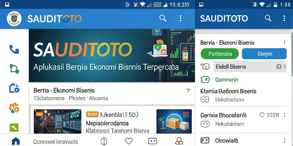 Antarmuka aplikasi SAUDITOTO yang menampilkan berita ekonomi dan bisnis.