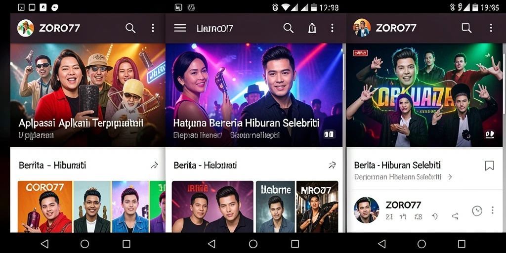 Tampilan antarmuka aplikasi ZORO77 yang menarik dan informatif.