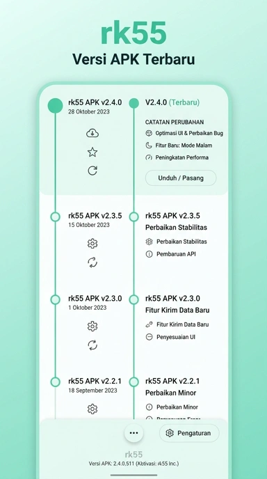 Riwayat Versi rk55 untuk Pengguna Android